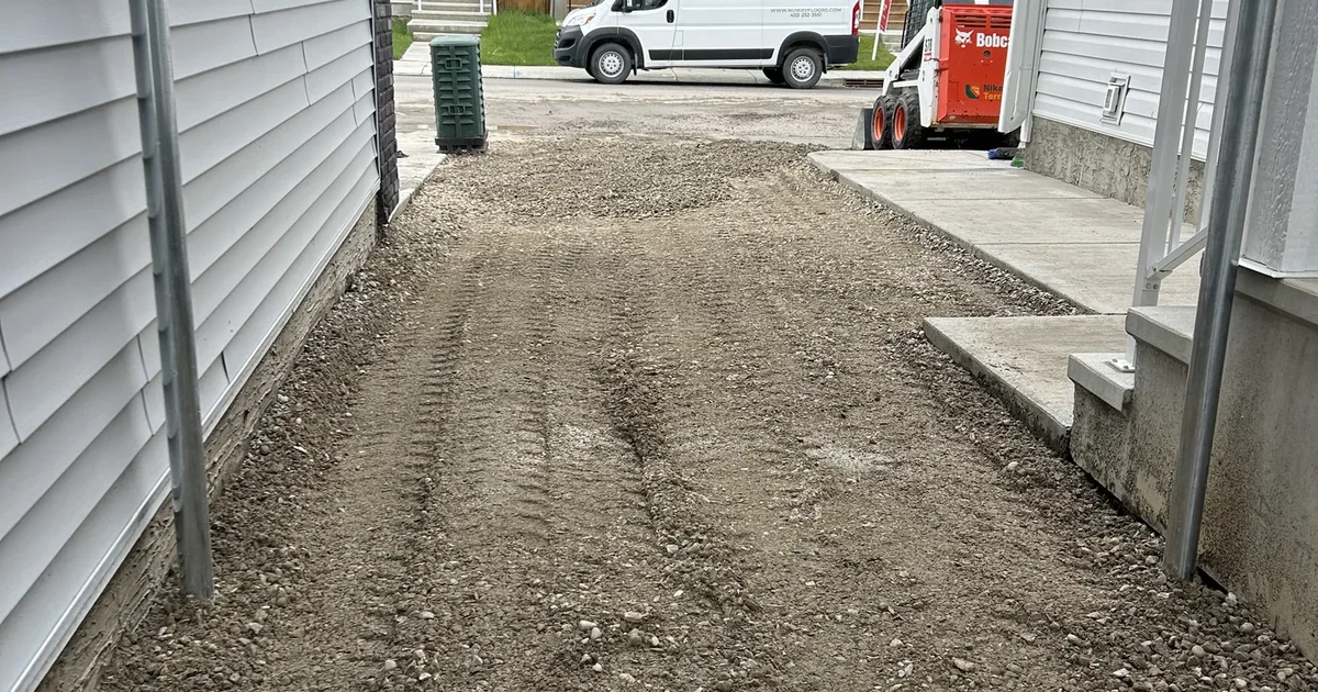Backyard and side-yard gravel grading in Calgary