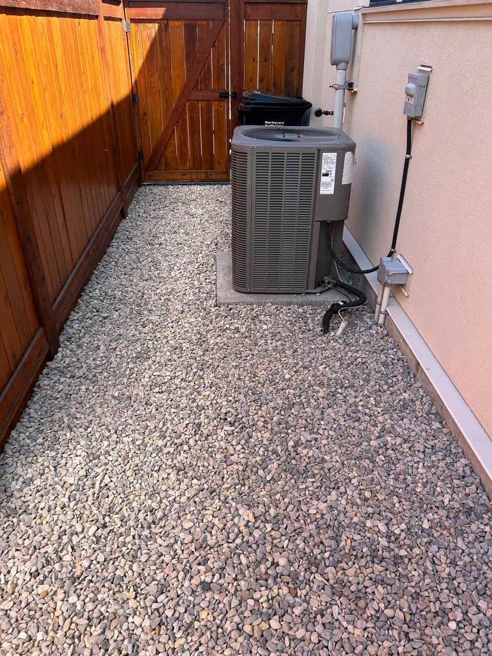 Finished Calgary side yard rock area after leveling and refill
